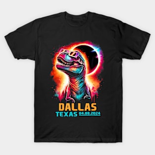 Dallas Texas Total Solar Eclipse 2024 T Rex Dinosaur T-Shirt